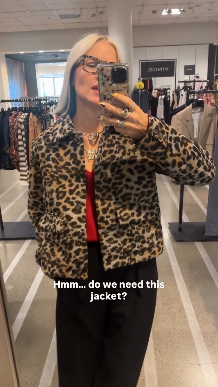 Leopard - Print Denim Jacket