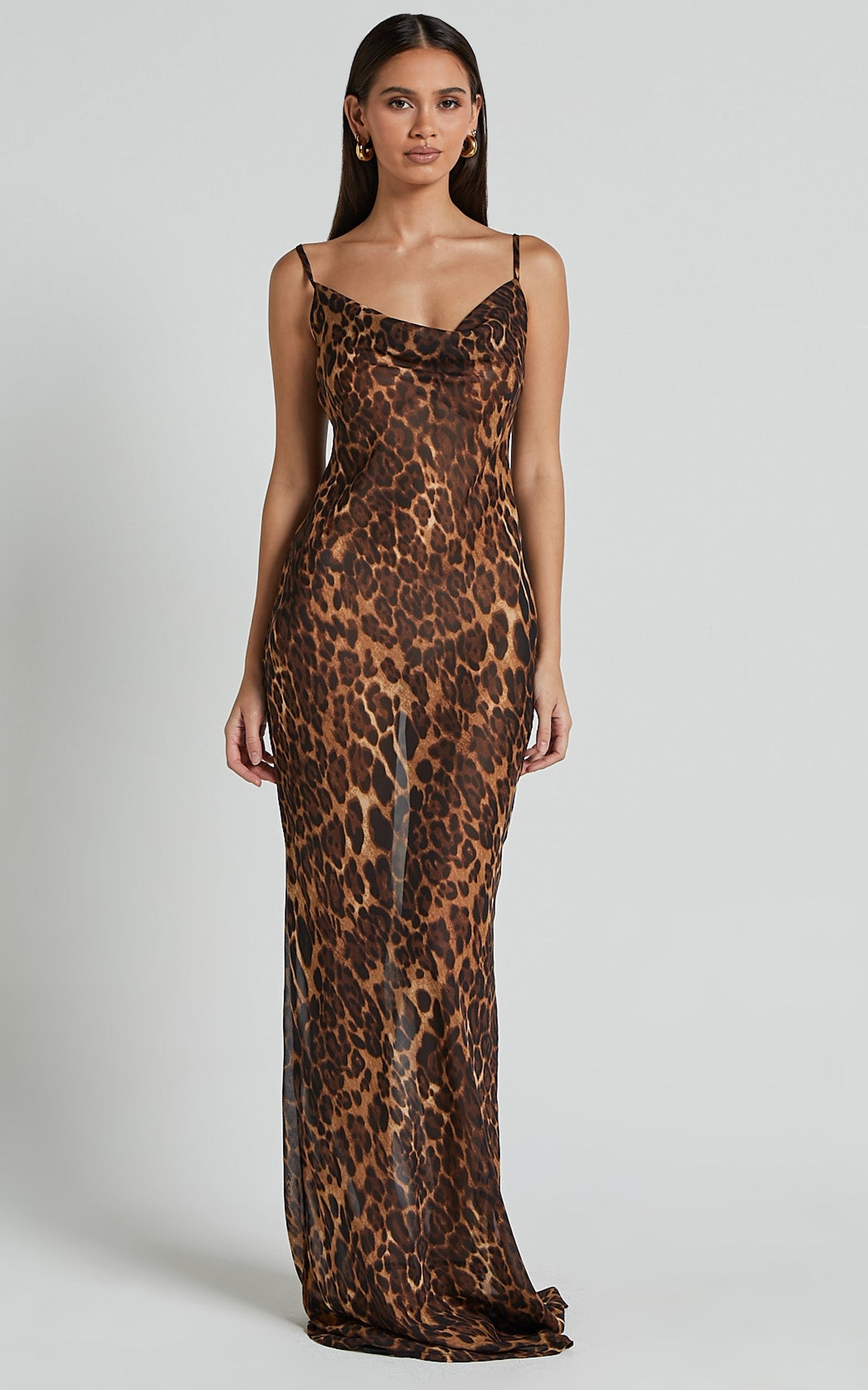 Leopard - Print Maxi Slip Dress