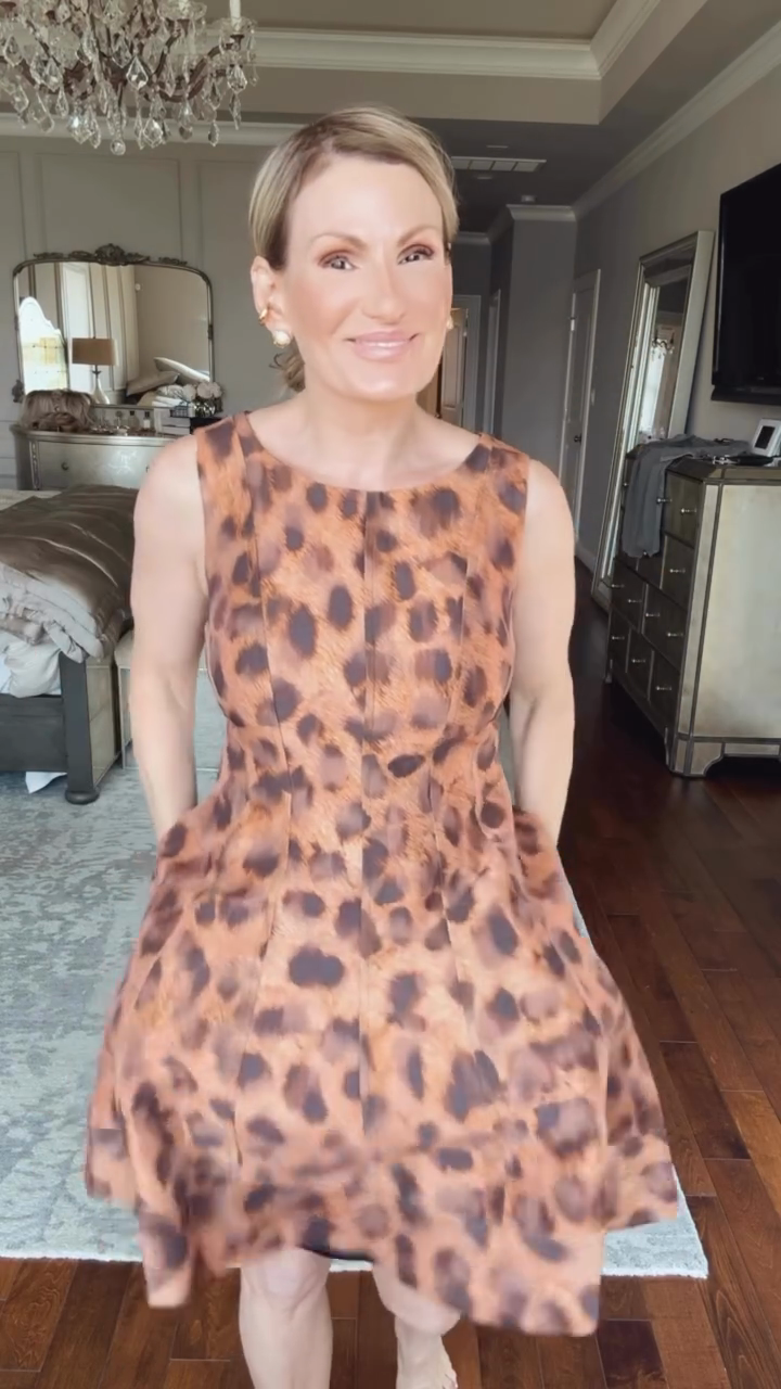 Leopard Print Sleeveless Fit - and - Flare Dress