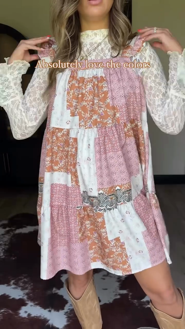 Vibrant Patchwork Print Mini Dress