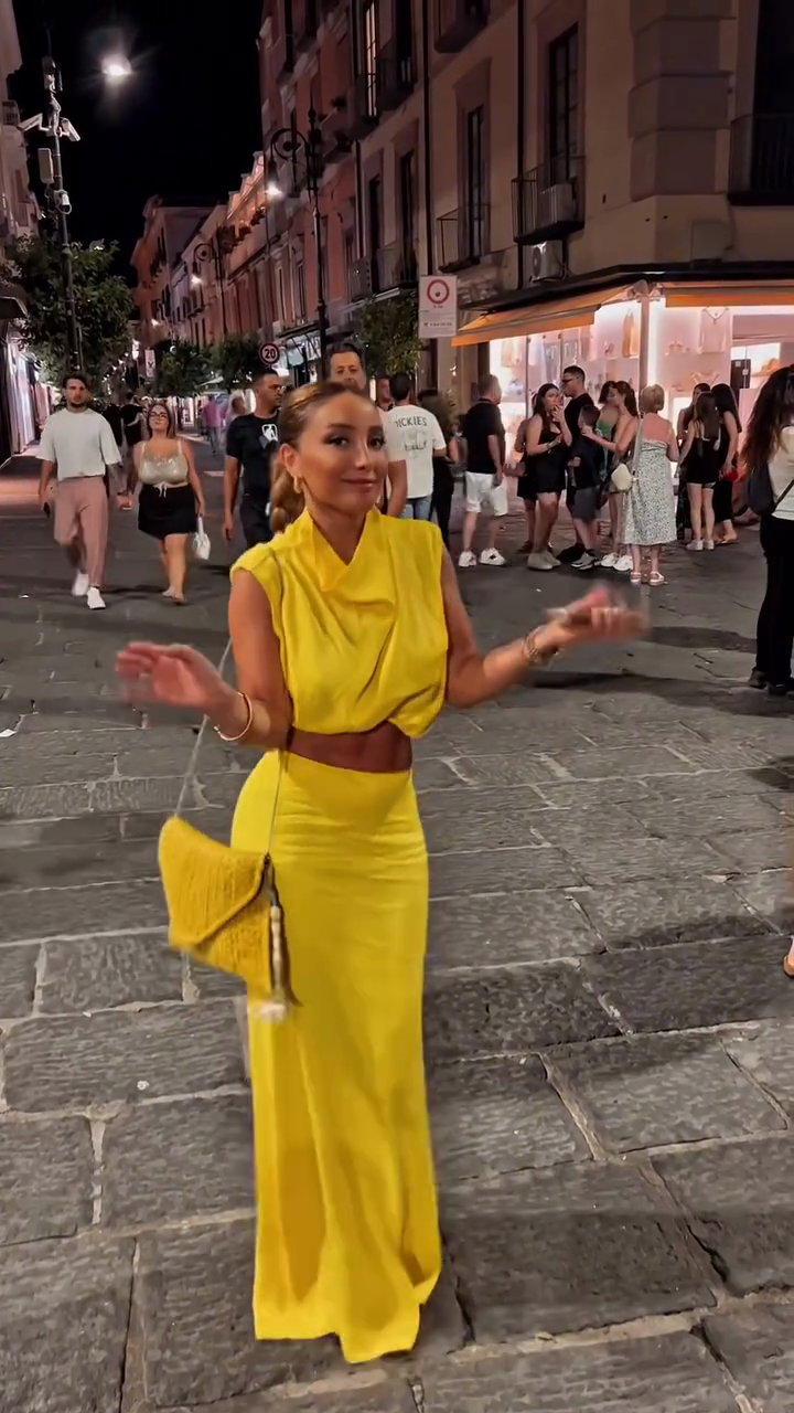 Yellow Sleeveless Crop Top and Maxi Skirt Set