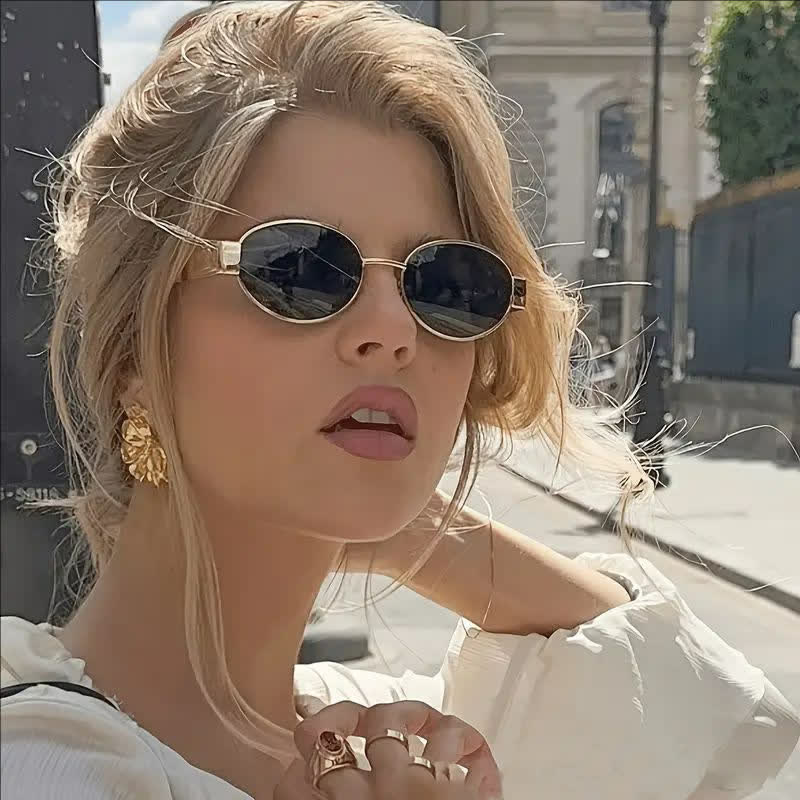 Spykay™ SG60707 Oval Frames Metal Temples Retro-Vinatge Sunglasses