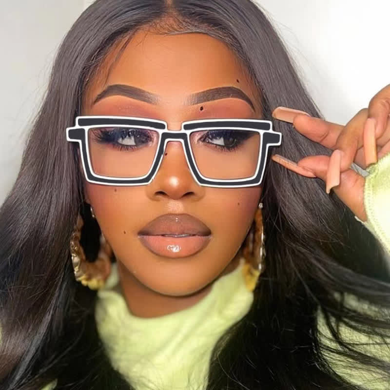 Spykay™ EG26813 Fluorescent Colorblock Square Frame Anti-blue Light Glasses