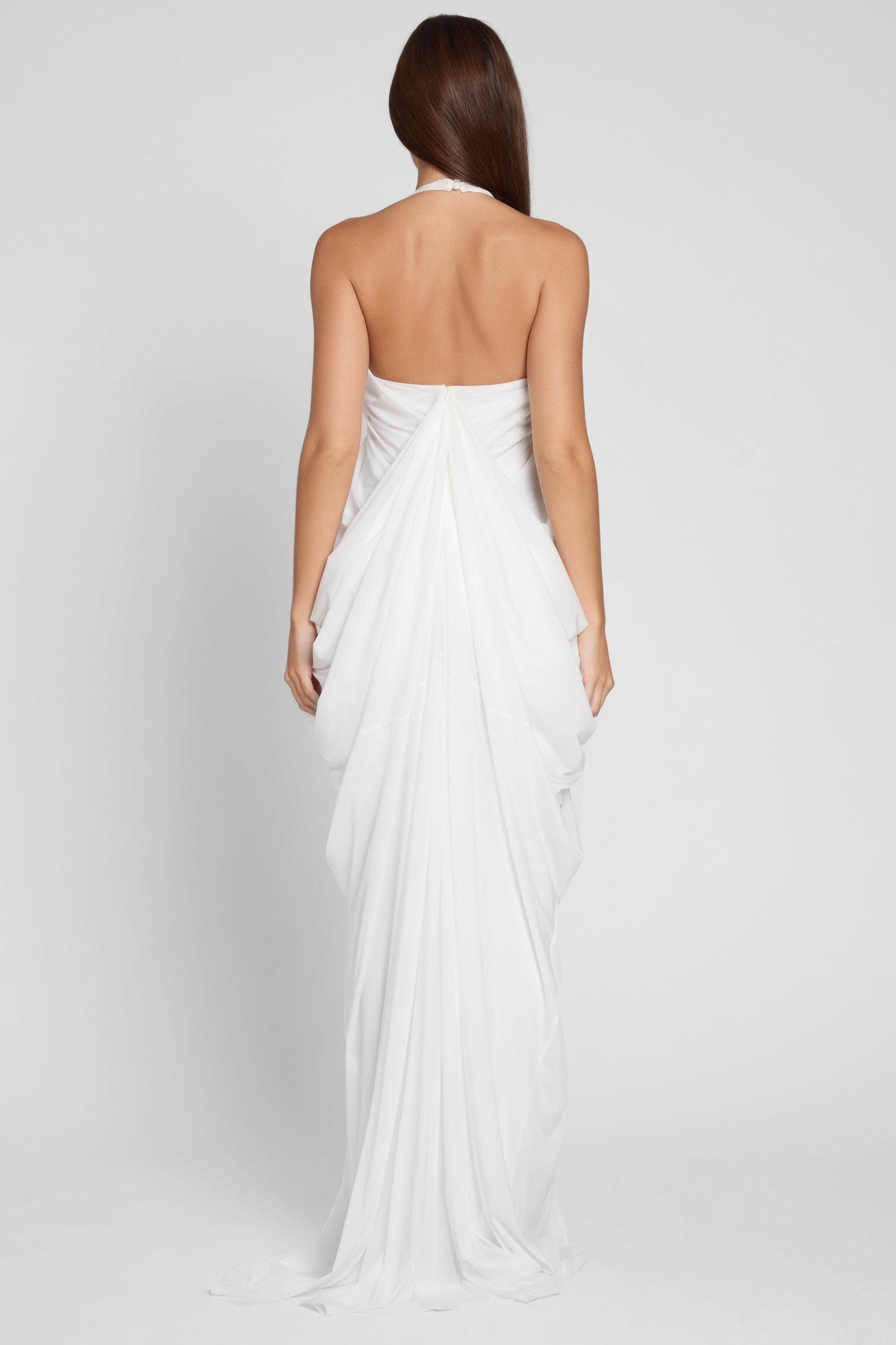 White Halter - Neck Maxi Dress