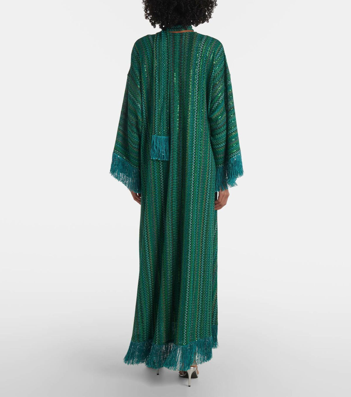 Green Sequin - Embellished Maxi Kaftan Dress