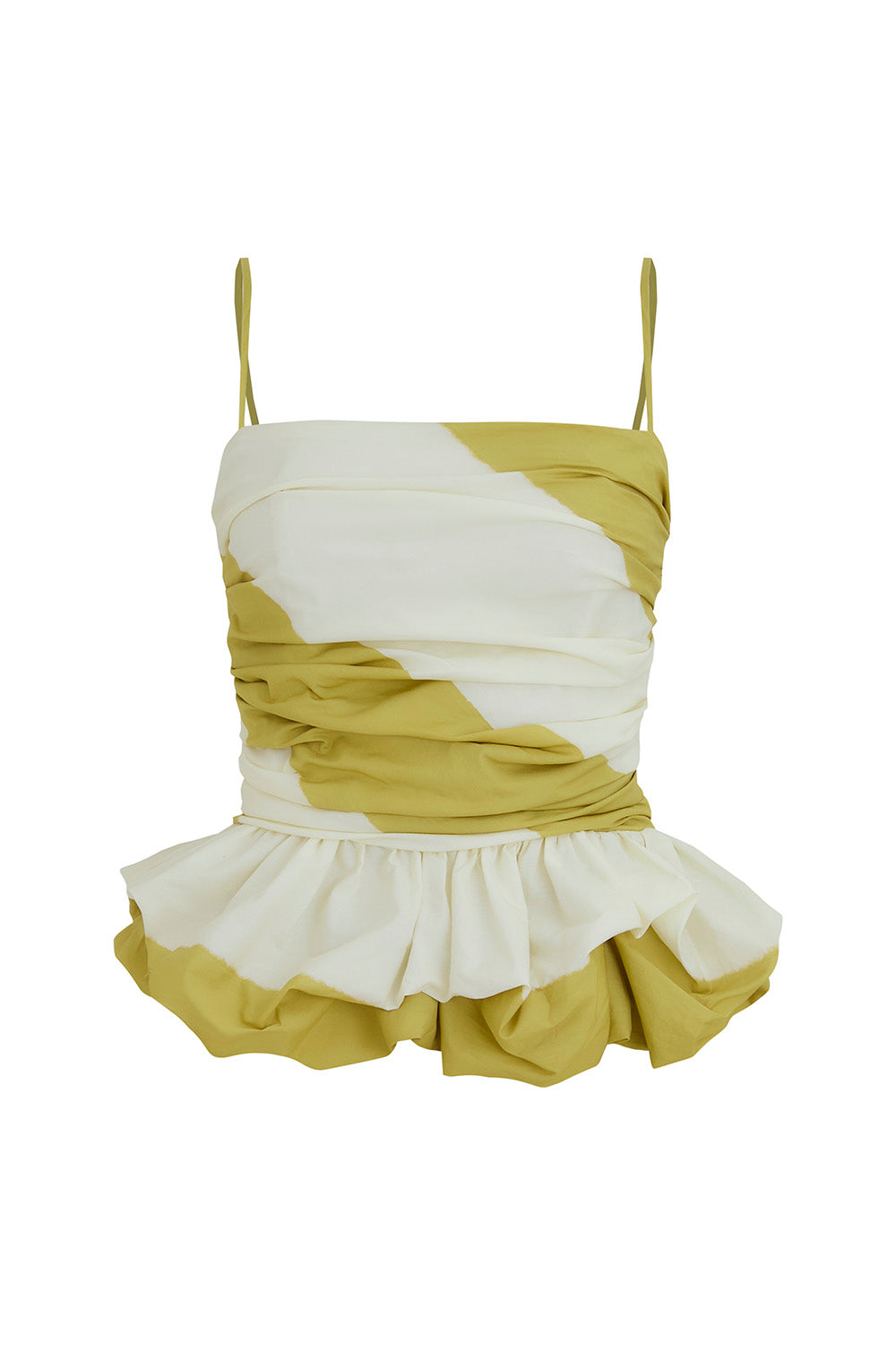 Yellow and White Striped  Ruffle Maxi Dress Set