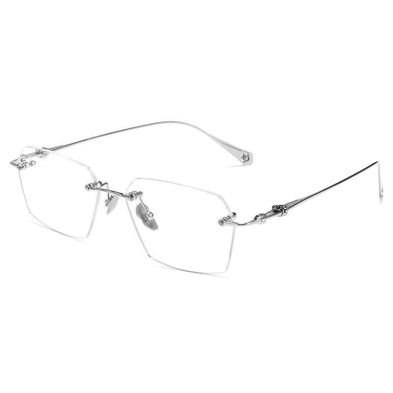 Spykay™ EG26901 Titanium Geometric Frame Anti-blue Light Hipster Rimless Glasses