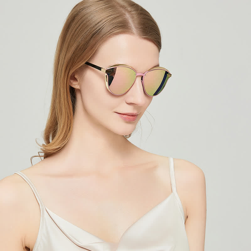 Spykay™ SG60950 Polarized Vintage Round Frame Mirror Lenses Trendy Sunglasses