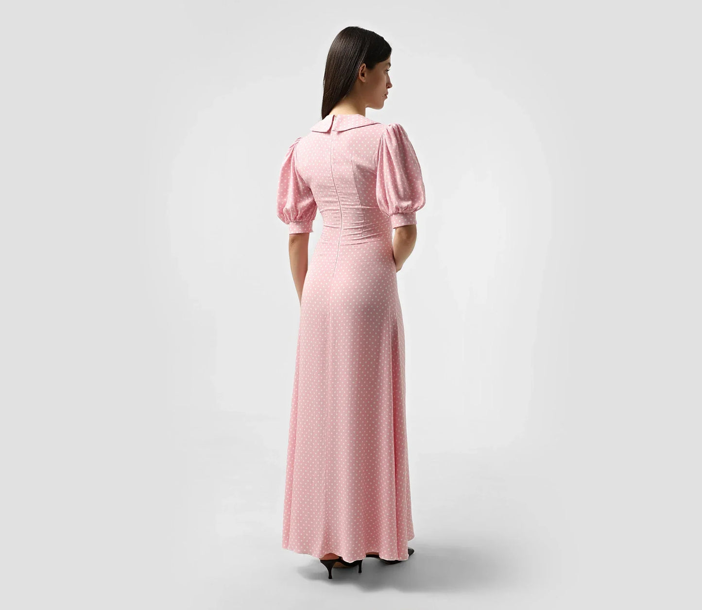 Polka Dot Puff - Sleeve Maxi Dress