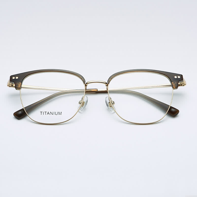 Spykay™ EG26739 Lightweight Square Titanium Frame Anti-blue Light Browline Glasses