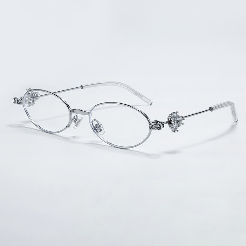 Spykay™ EG26693 Retro Oval Frame Rhinestone Temples Anti-blue Light Glasses