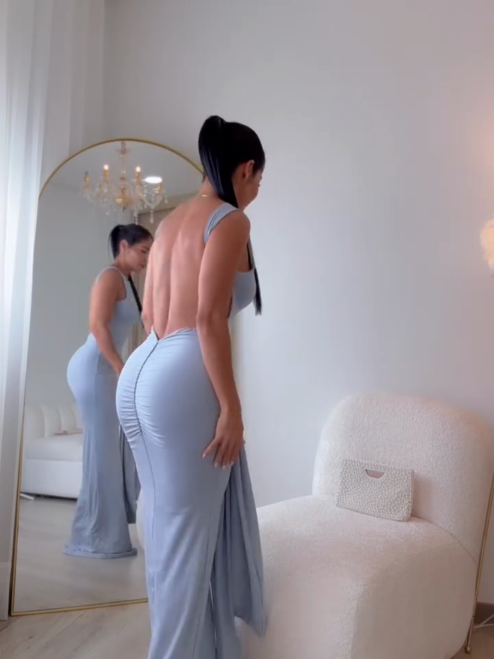 Light Blue Sleeveless Knot - Detail Maxi Dress