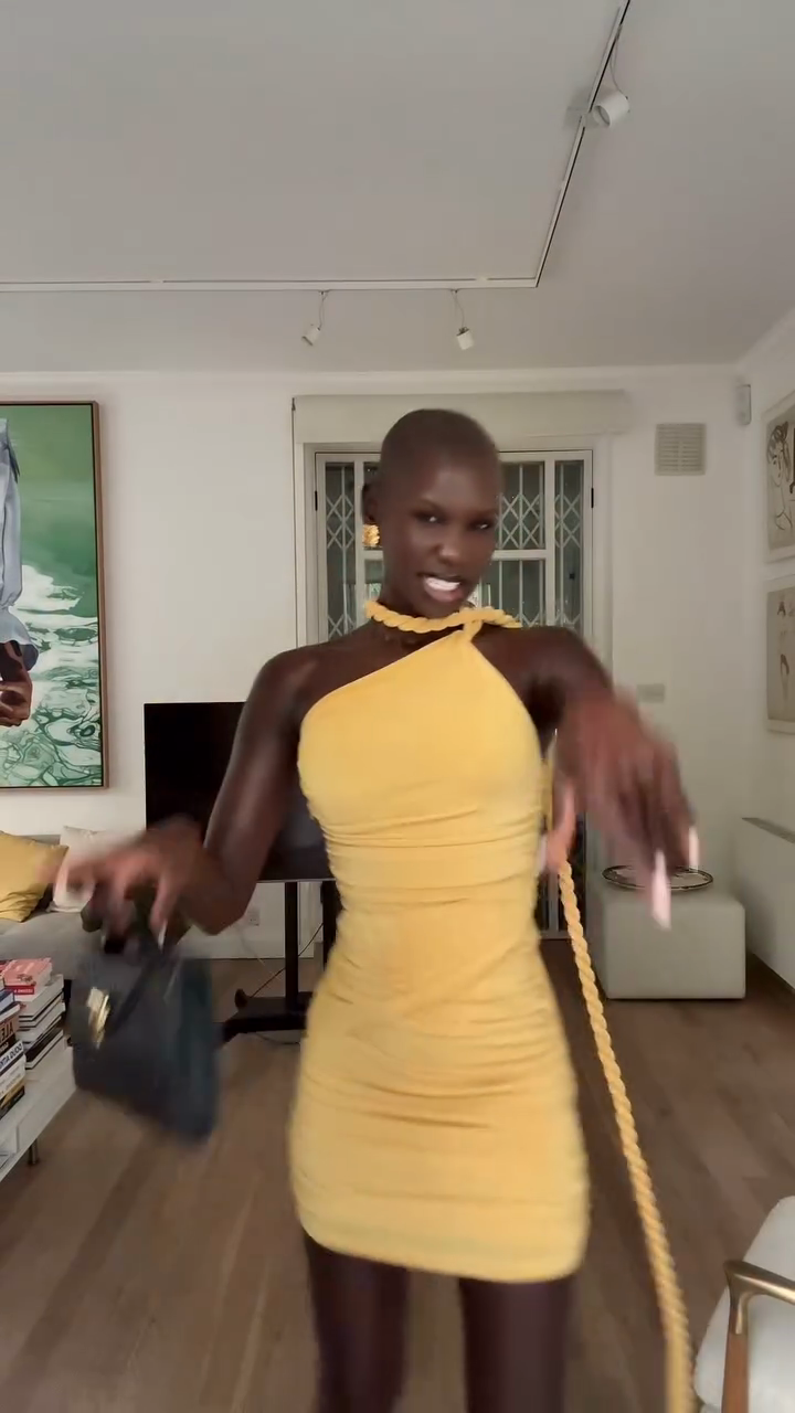 Yellow One - Shoulder Ruched Mini Dress