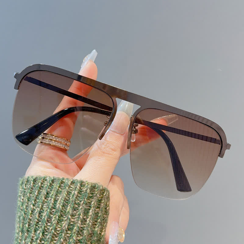 Spykay™ SG60864 Square Frame Semi-Rimless Oversized Sunglasses