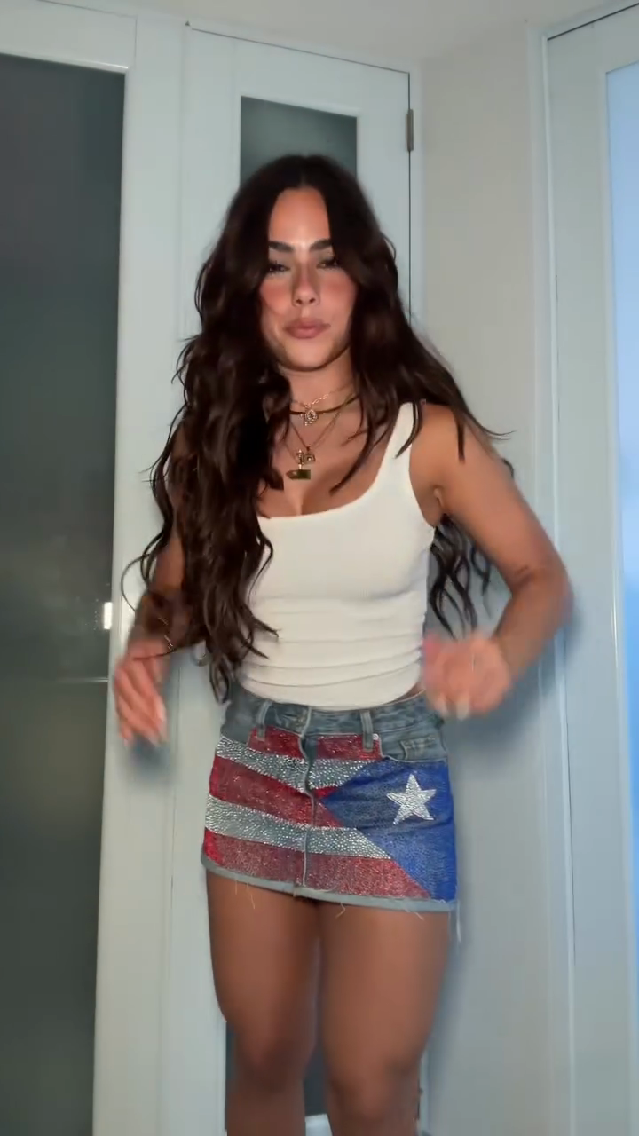 Flag - Inspired Sequin Denim Mini Skirt