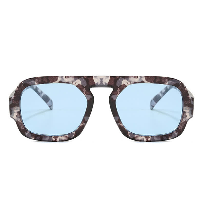 Spykay™ SG60722 Square Frame Leopard Print Cycling Aviator Sunglasses