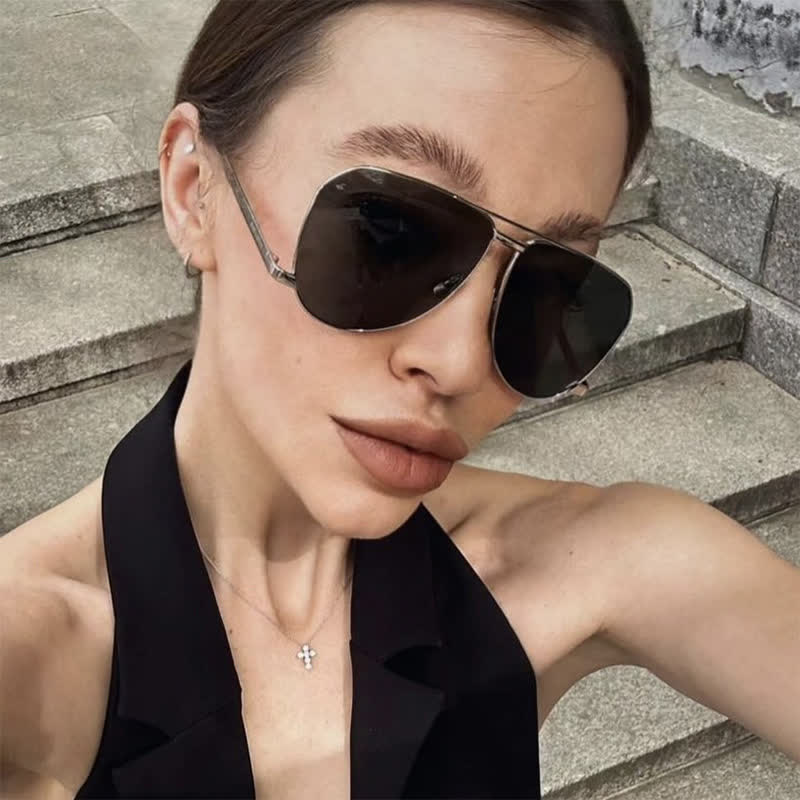Spykay™ SG60761 Double Bridges Metal Temples Aviator Sunglasses