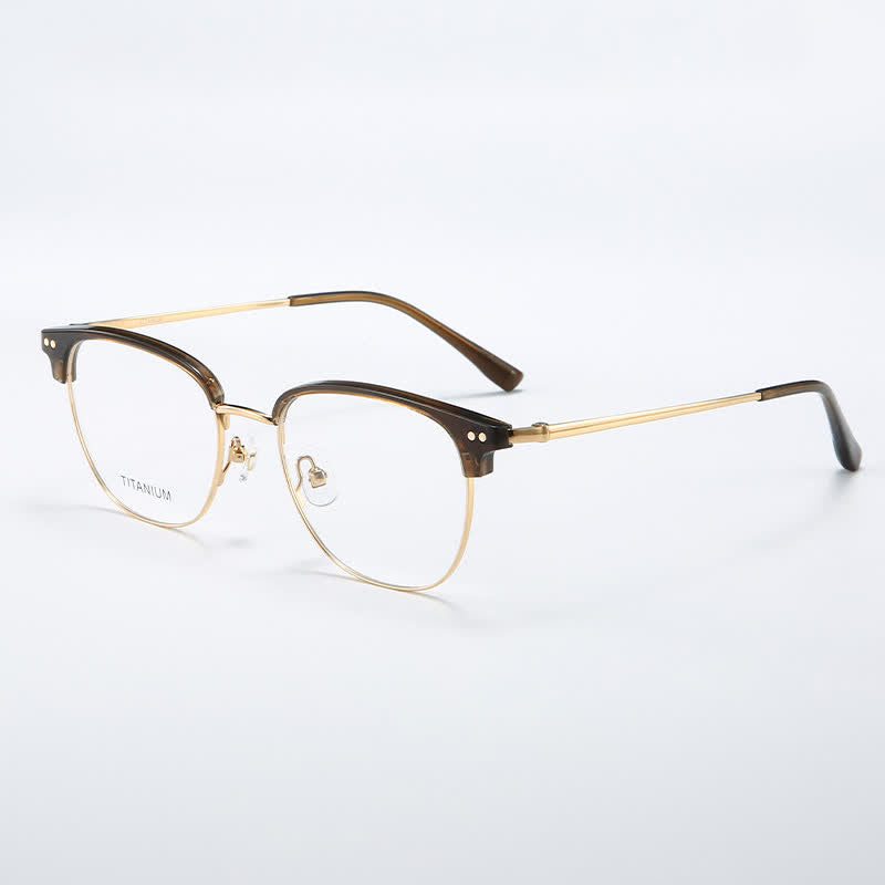 Spykay™ EG26739 Lightweight Square Titanium Frame Anti-blue Light Browline Glasses