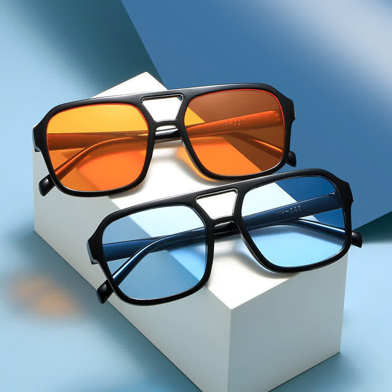 Spykay™ SG60718 Double Bridges Square Frames Retro-Vintage Sunglasses