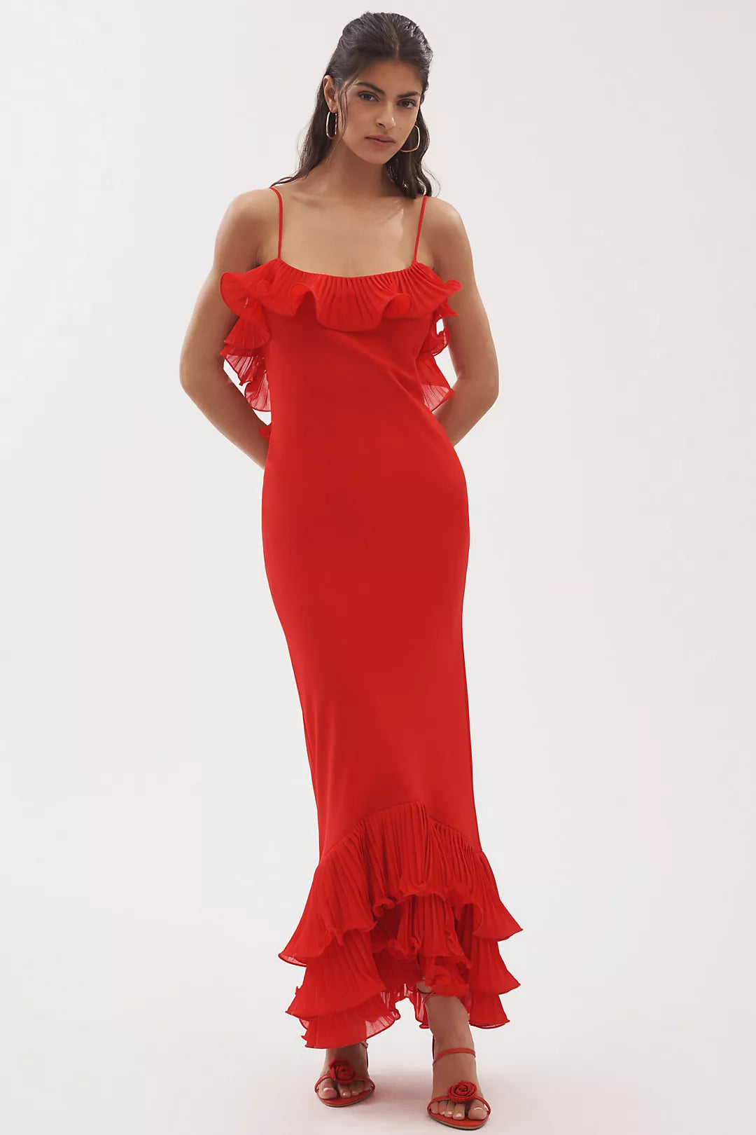 Ruffle Spaghetti Strap Maxi Dress