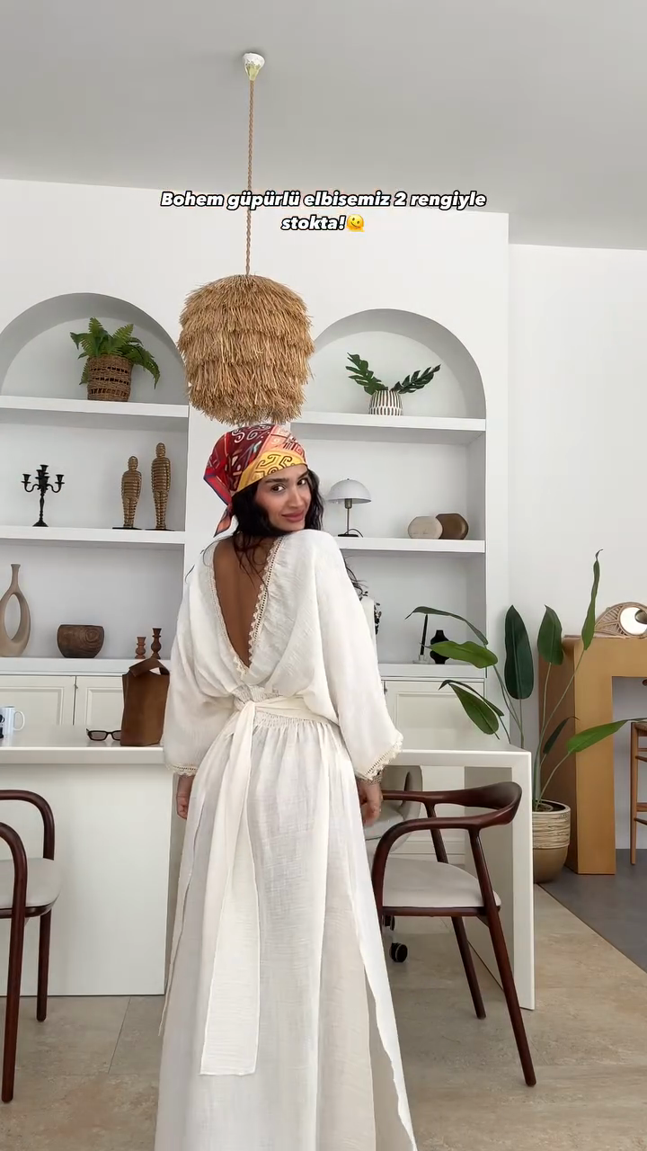 White Linen Bohemian Maxi Dress