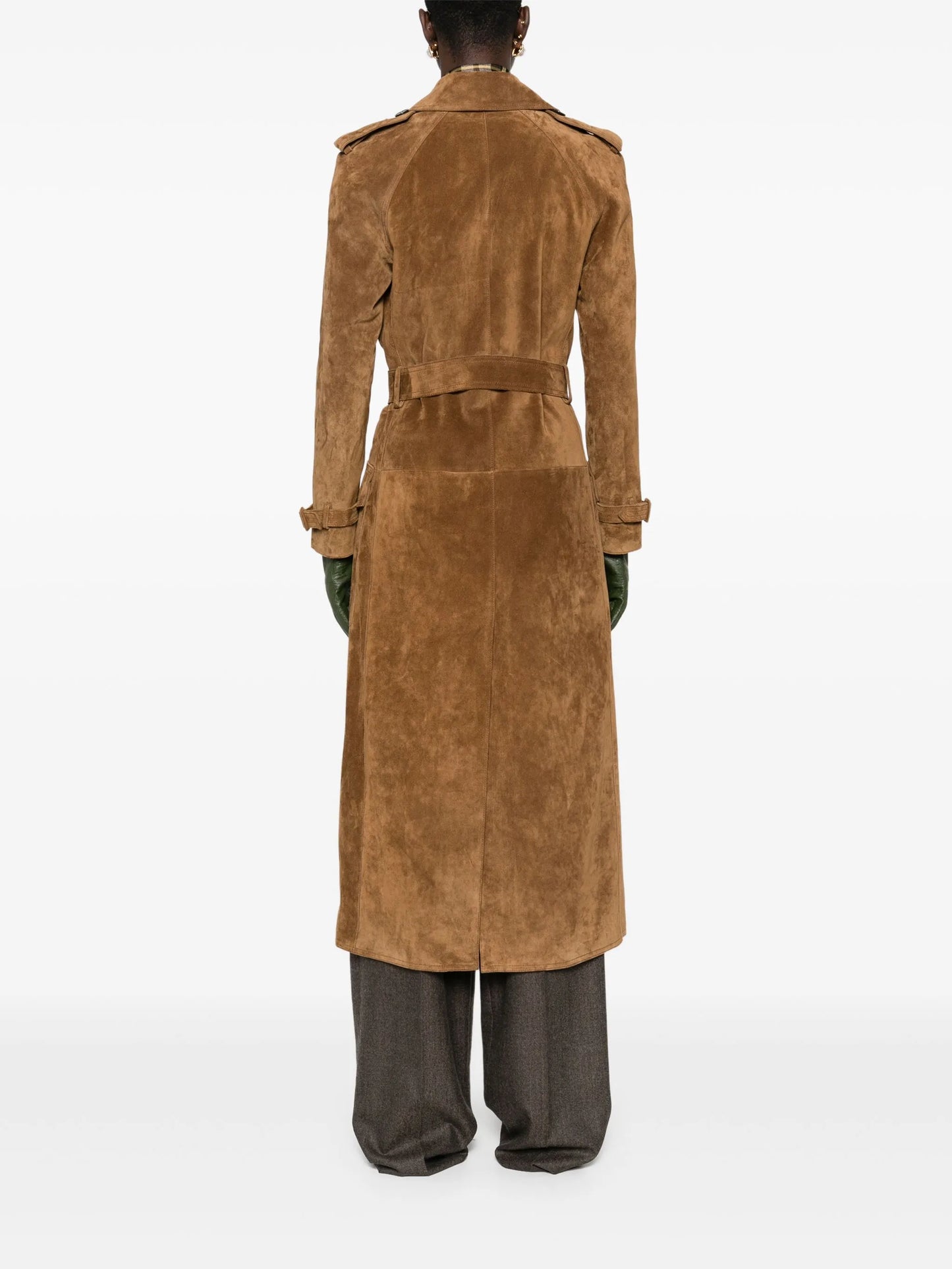Brown Suede Trench Coat