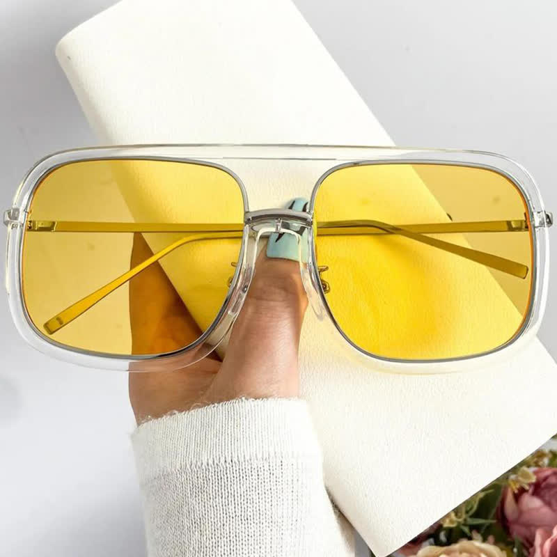 Spykay™ SG60732 Tortoise Pattern Flat Top Square Frame Double Bridges Sunglasses