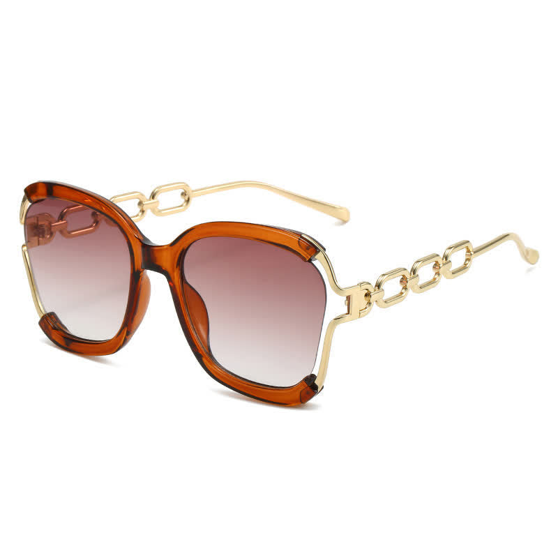 Spykay™ SG60860 Fashion Square Chain Temples Oversized Sunglasses