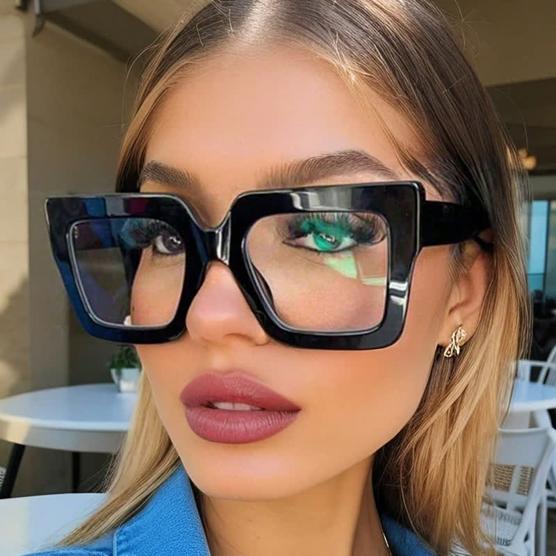 Spykay™ EG26913 Oversized Square Frame Fashion Anti-blue Light Thick Glasses