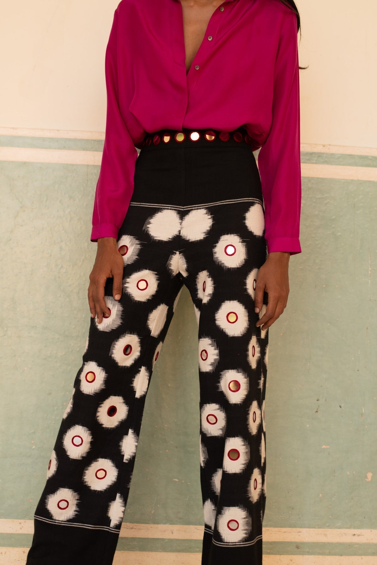 Embroidered Flared Trousers