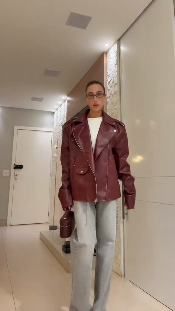 Burgundy Leather Biker Jacket