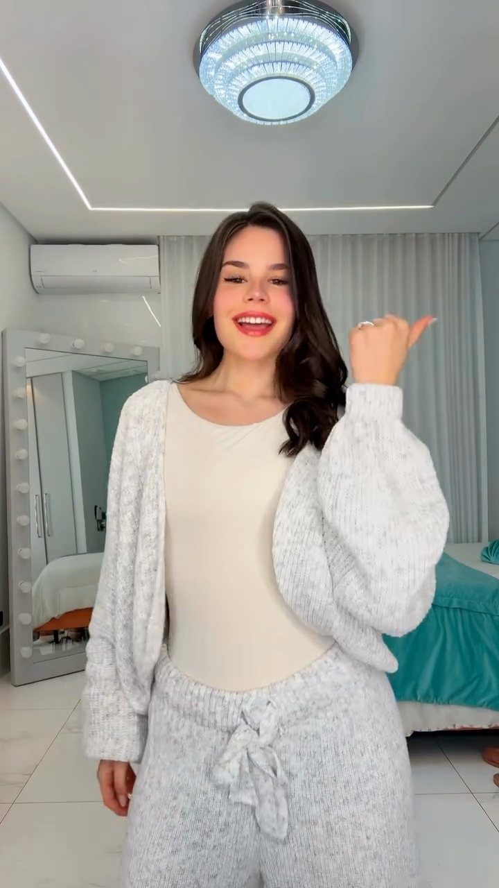 Light Grey Cozy Knit Loungewear Set