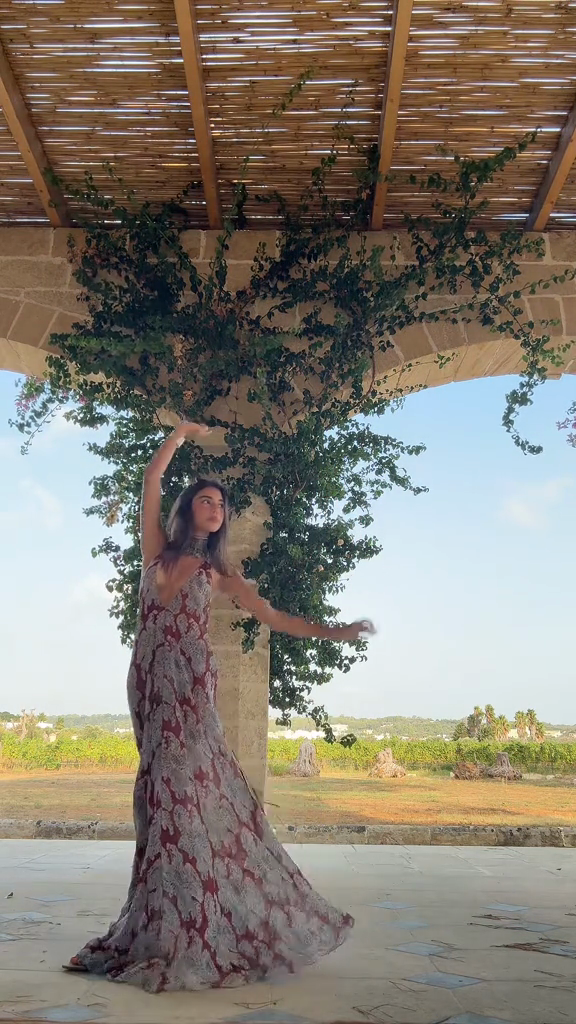Deep - V Halter Maxi Dress with Floral Print