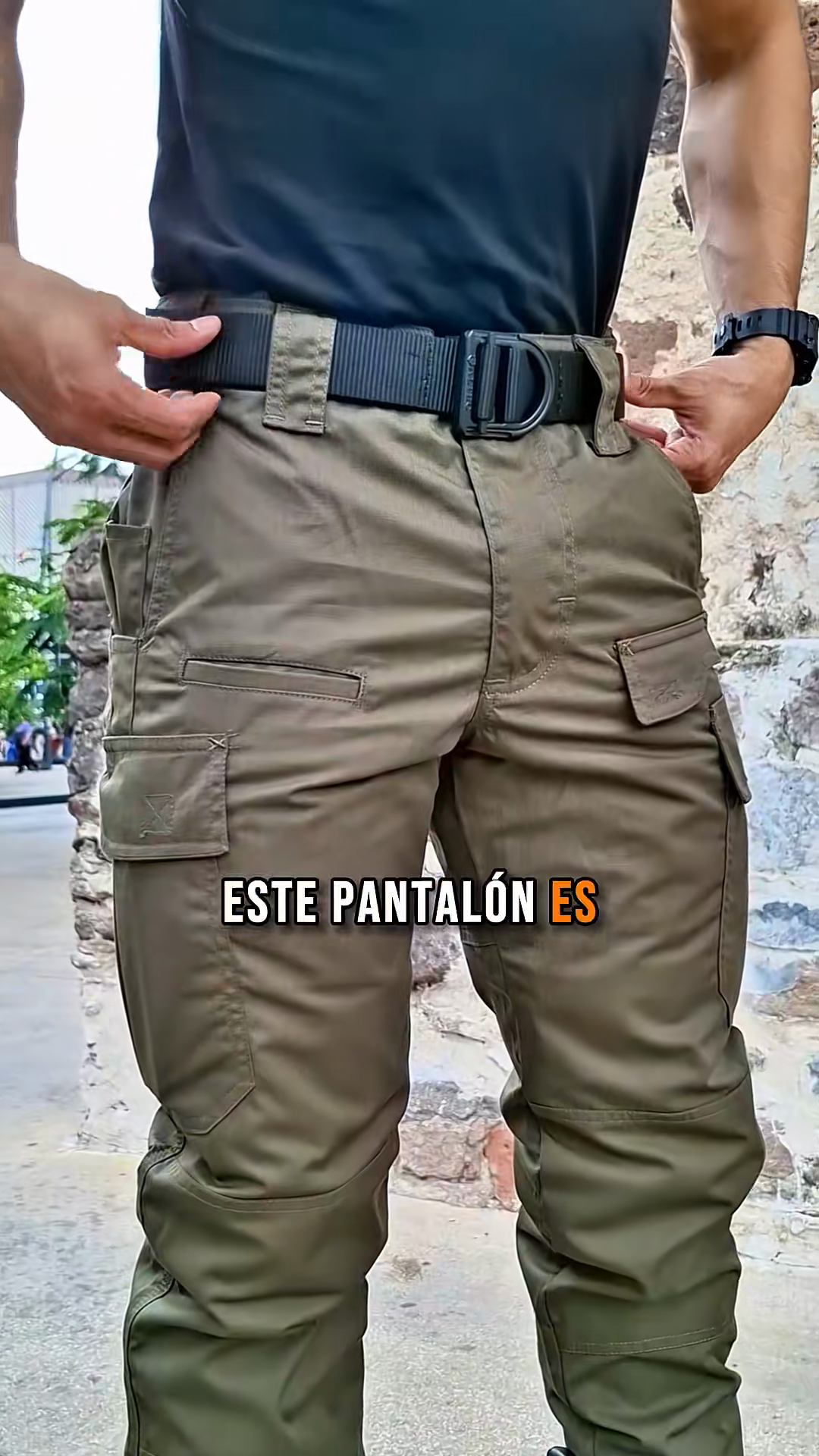 Olive Green Cargo Pants with Multiple Pockets