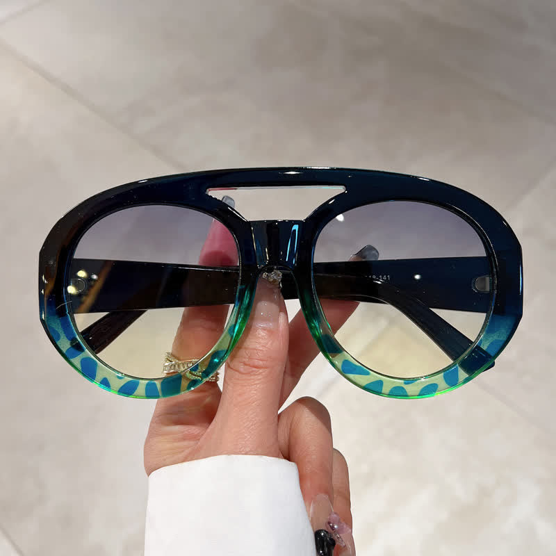 Spykay™ SG60741 Round Frame Double Bridges Oversized Aviator Sunglasses