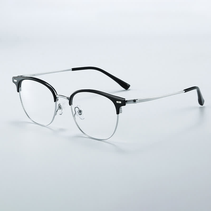 Spykay™ EG26737 Lightweight Round Titanium Frame Anti-blue Light Browline Glasses