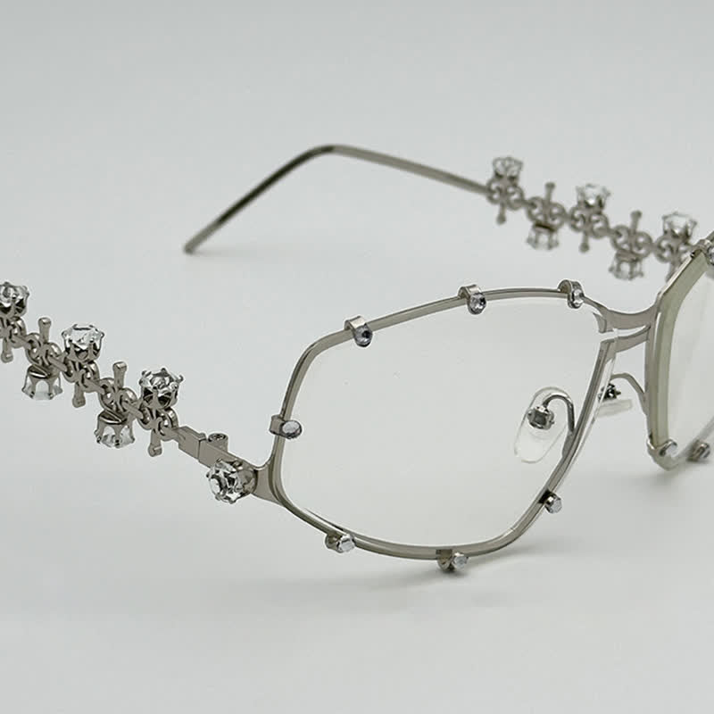 Spykay™ EG26751 Rhinestone Decor Geometric Frame Hipster Y2K Glasses