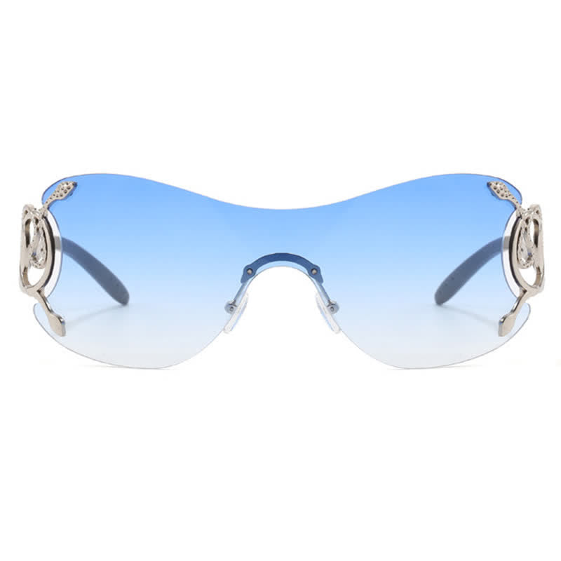 Spykay™ SG60904 Snake Design Temples One-piece Rimless Y2K Sunglasses