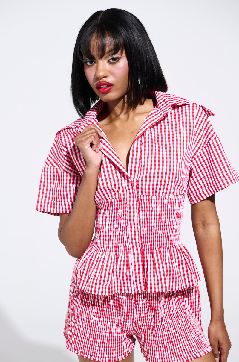 Red and White Gingham Short - Set