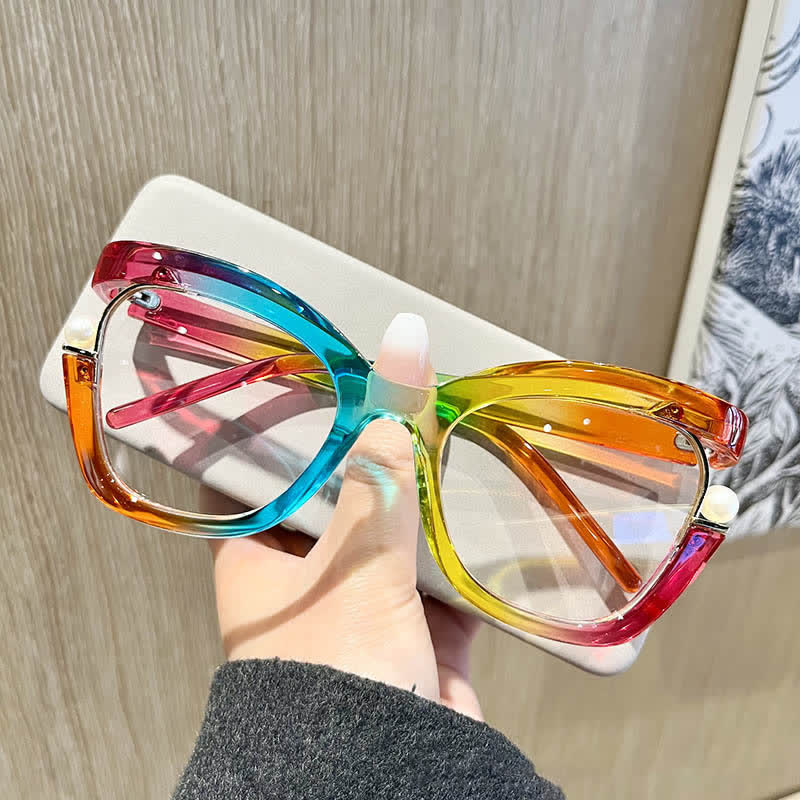 Spykay™ EG26758 Anti-blue Light Pearl Decor Irregular Oversized Eyeglasses