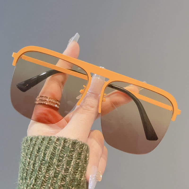 Spykay™ SG60864 Square Frame Semi-Rimless Oversized Sunglasses