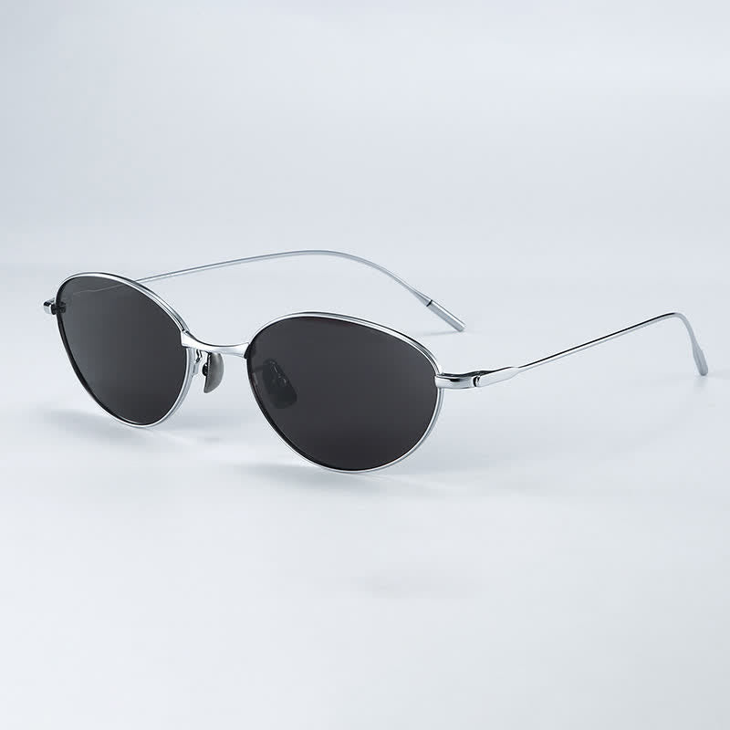 Spykay™ SG60770 Titanium Oval Frame Polarized Lightweight Sunglasses with Nylon Lenses