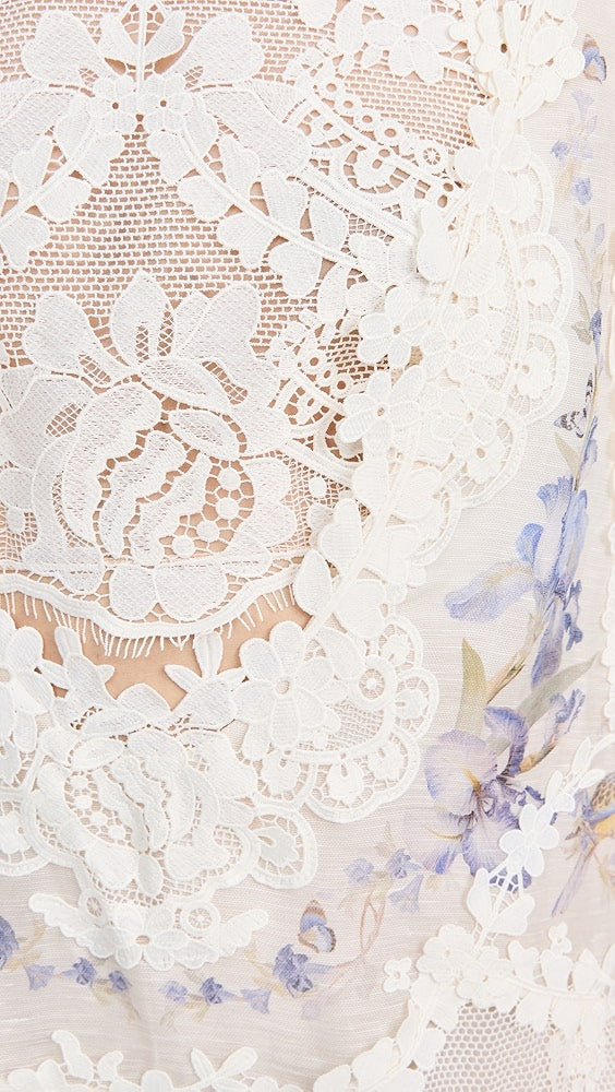 White Floral - Lace Sleeveless Mini Dress