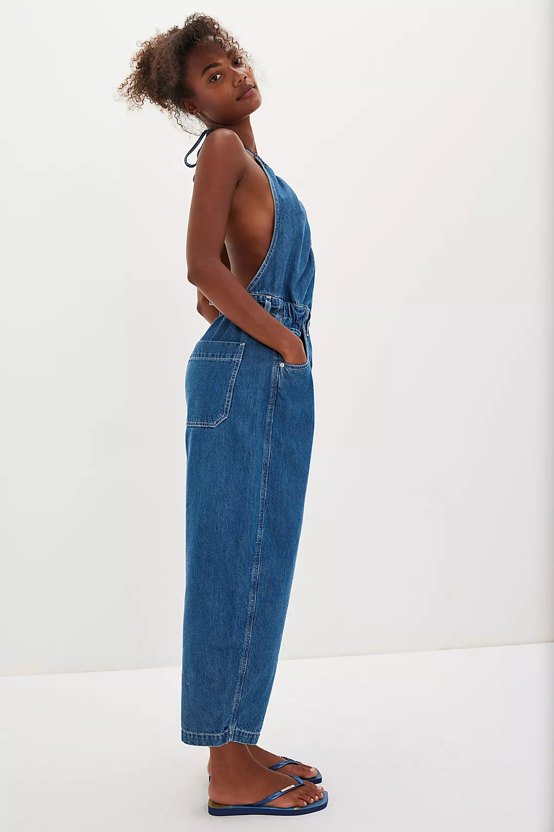 Denim Halter - Neck Jumpsuit