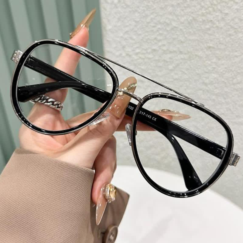 Spykay™ EG26816 Fashion Double Bridges Anti-blue Light Oversized Aviator Glasses