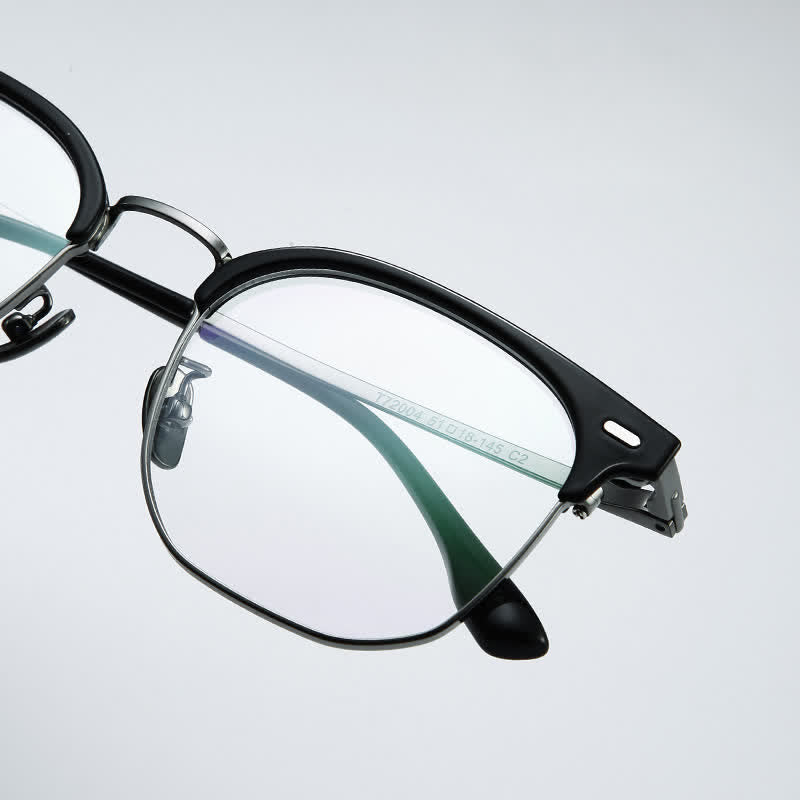 Spykay™ EG26737 Fashion Square Titanium Frame Anti-blue Light Browline Glasses
