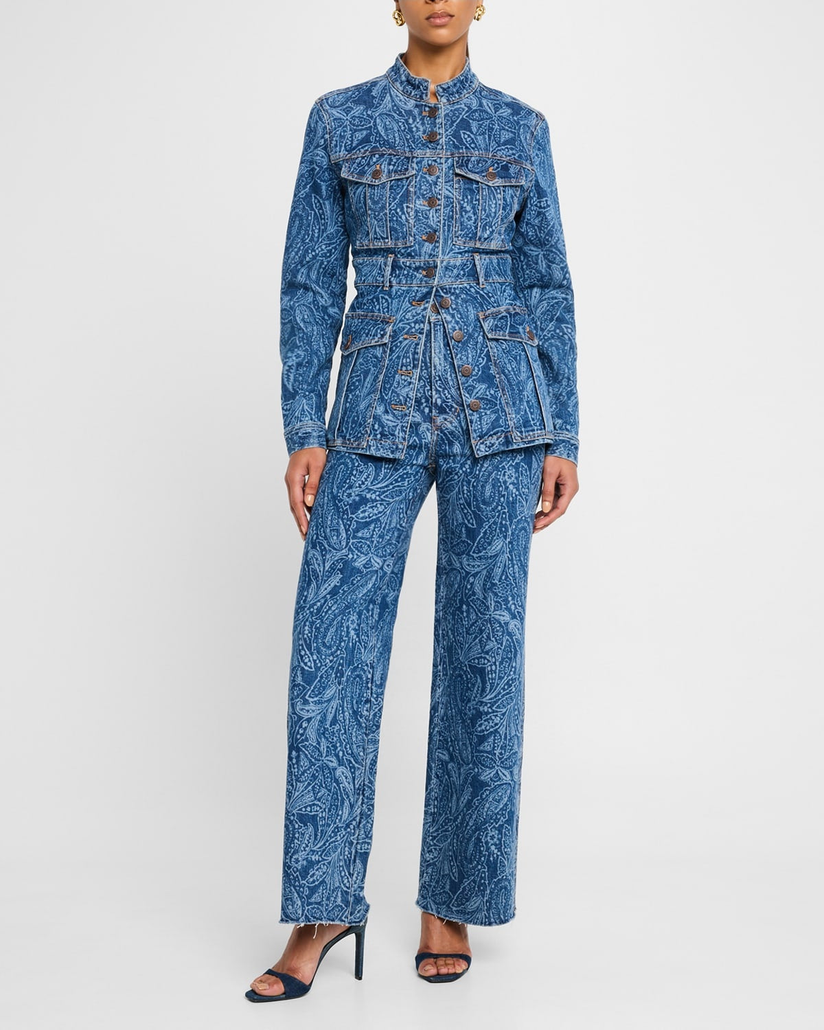 Printed Denim Two - Piece Set