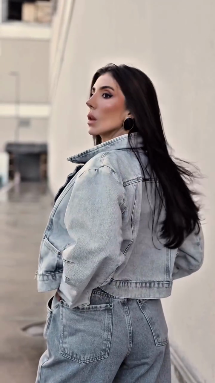 Light Wash Denim Jacket and Wide Leg Jeans Set