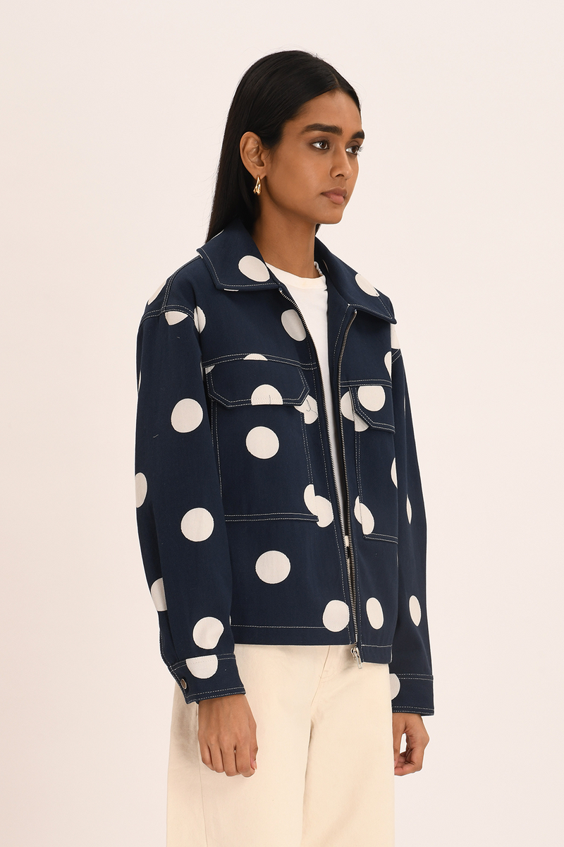 Polka Dot Denim Jacket
