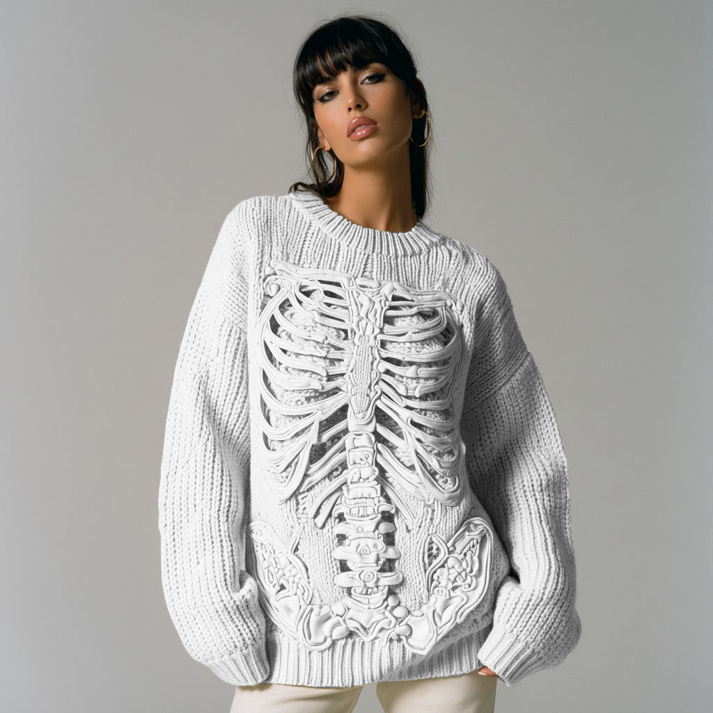 Vintage Halloween Anatomy Art Chunky Knitted Sweater